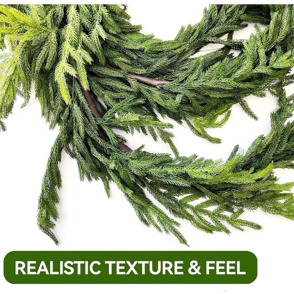 NWOT Real Touch Norfolk Pine Christmas Garland Artificial Green Holiday - Picture 5 of 9